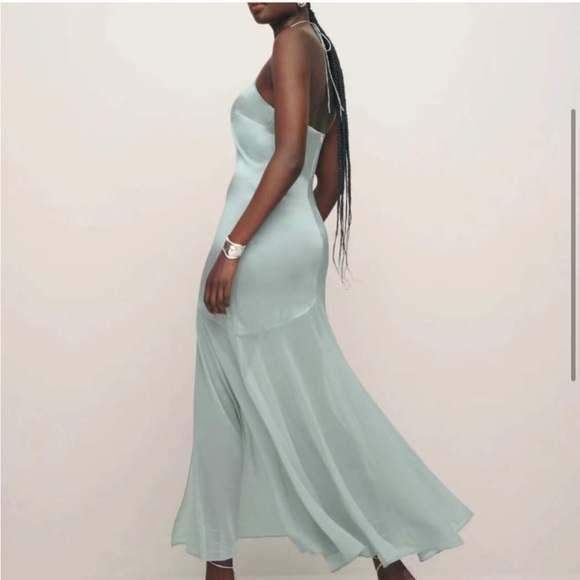 NWT NEW Reformation Tosca Silk Dress Aquamarine - Picture 2 of 6